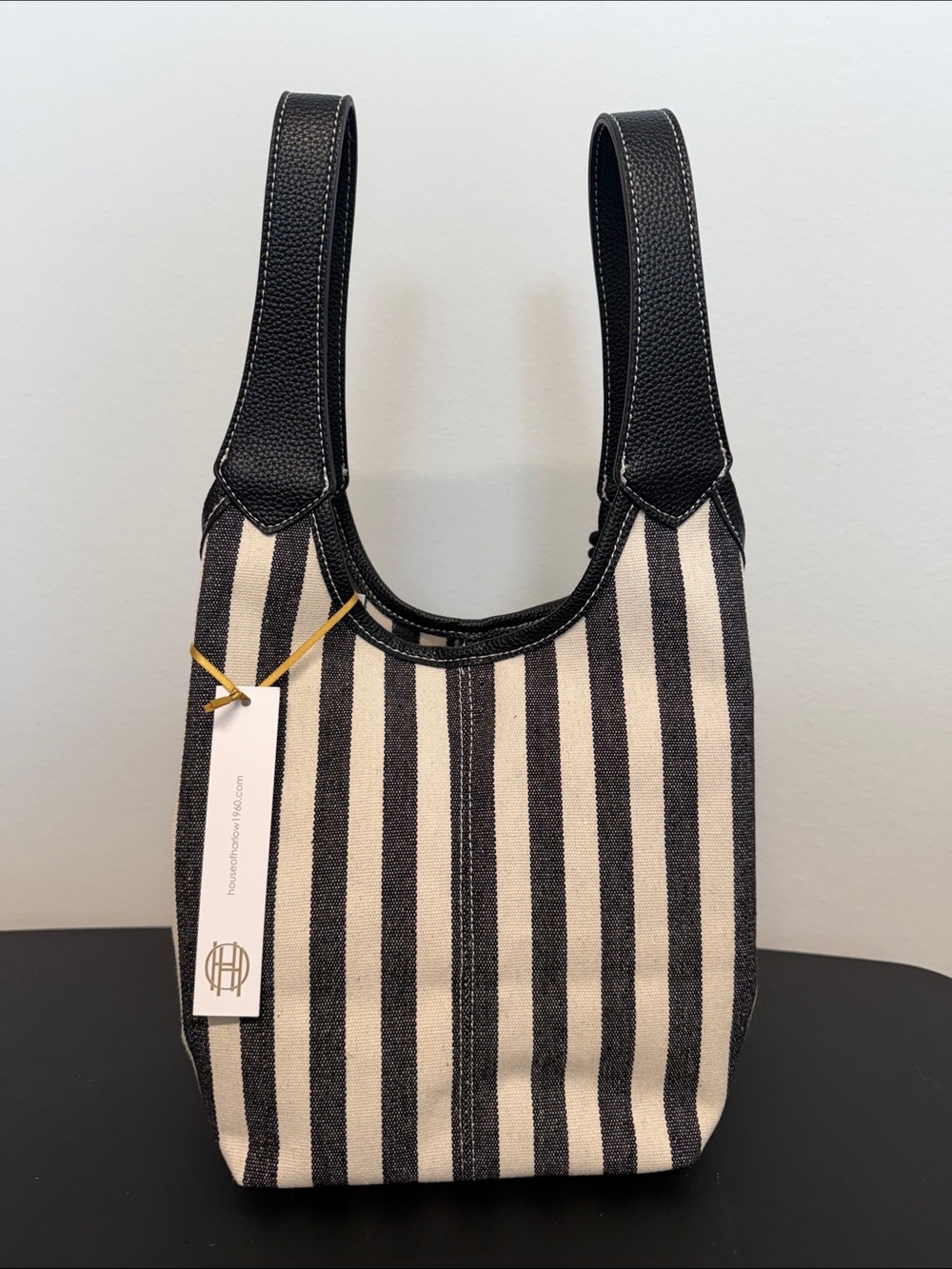 House of Harlow 1960 | Striped Bucket Bag w/ Fish Bag Charm